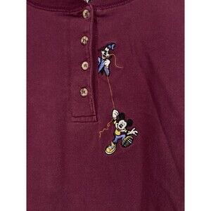 Vintage Disney Mickey Unlimited Embroidered Henley Long Sleeve Shirt XL USA